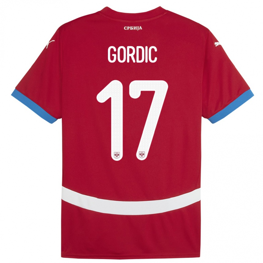 Kids Football Serbia Djordje Gordic #17 Red Home Jersey 24-26 T-Shirt