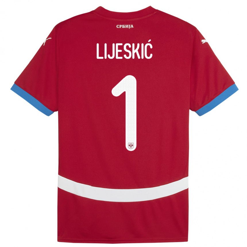 Kids Football Serbia Luka Lijeskic #1 Red Home Jersey 24-26 T-Shirt