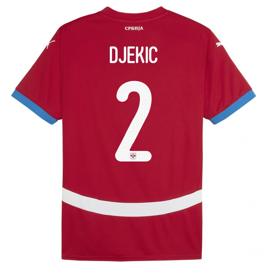 Kids Football Serbia Djuro Giulio Djekic #2 Red Home Jersey 24-26 T-Shirt