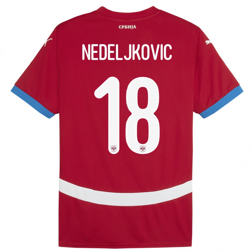 Kids Football Serbia Kosta Nedeljkovic #18 Red Home Jersey 24-26 T-Shirt