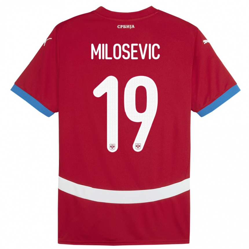 Kids Football Serbia Jovan Milosevic #19 Red Home Jersey 24-26 T-Shirt