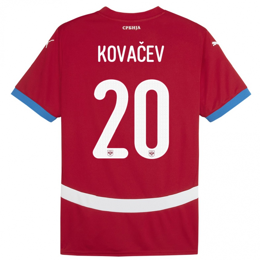 Kids Football Serbia Milan Kovacev #20 Red Home Jersey 24-26 T-Shirt