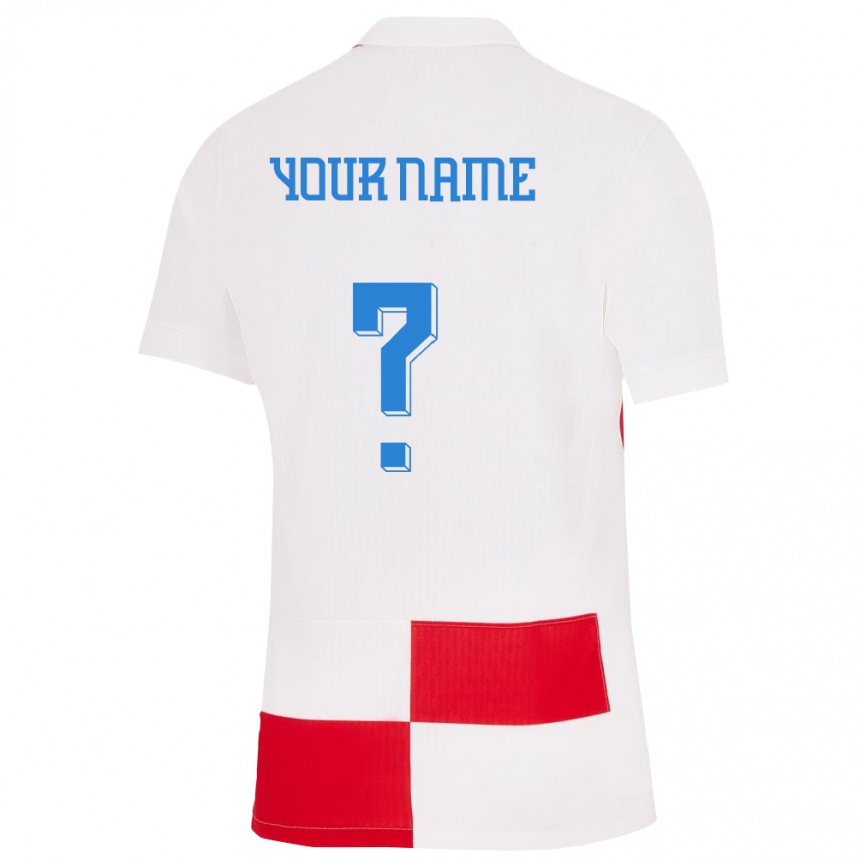 Kids Football Croatia Your Name #0 White Red Home Jersey 24-26 T-Shirt