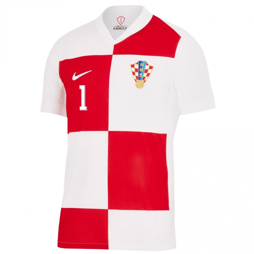 Kids Football Croatia Dominik Kotarski #1 White Red Home Jersey 24-26 T-Shirt