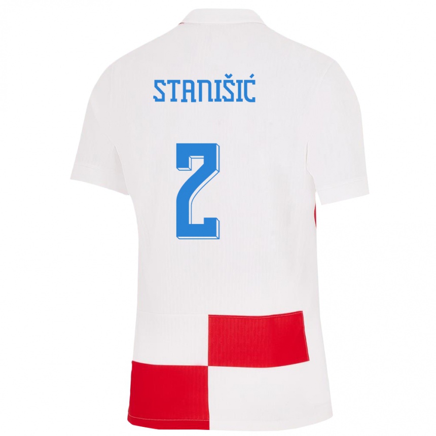 Kids Football Croatia Josip Stanisic #2 White Red Home Jersey 24-26 T-Shirt