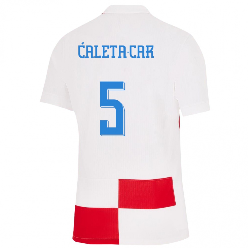 Kids Football Croatia Duje Caleta Car #5 White Red Home Jersey 24-26 T-Shirt