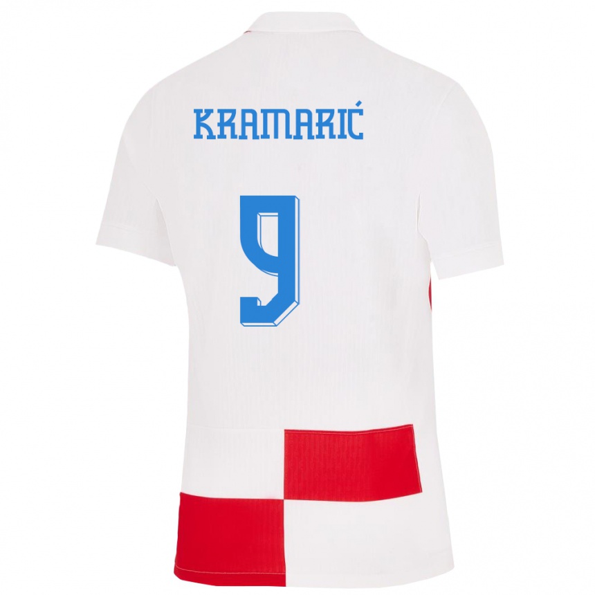 Kids Football Croatia Andrej Kramaric #9 White Red Home Jersey 24-26 T-Shirt