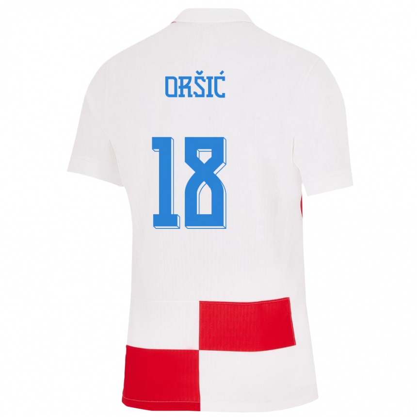 Kids Football Croatia Mislav Orsic #18 White Red Home Jersey 24-26 T-Shirt