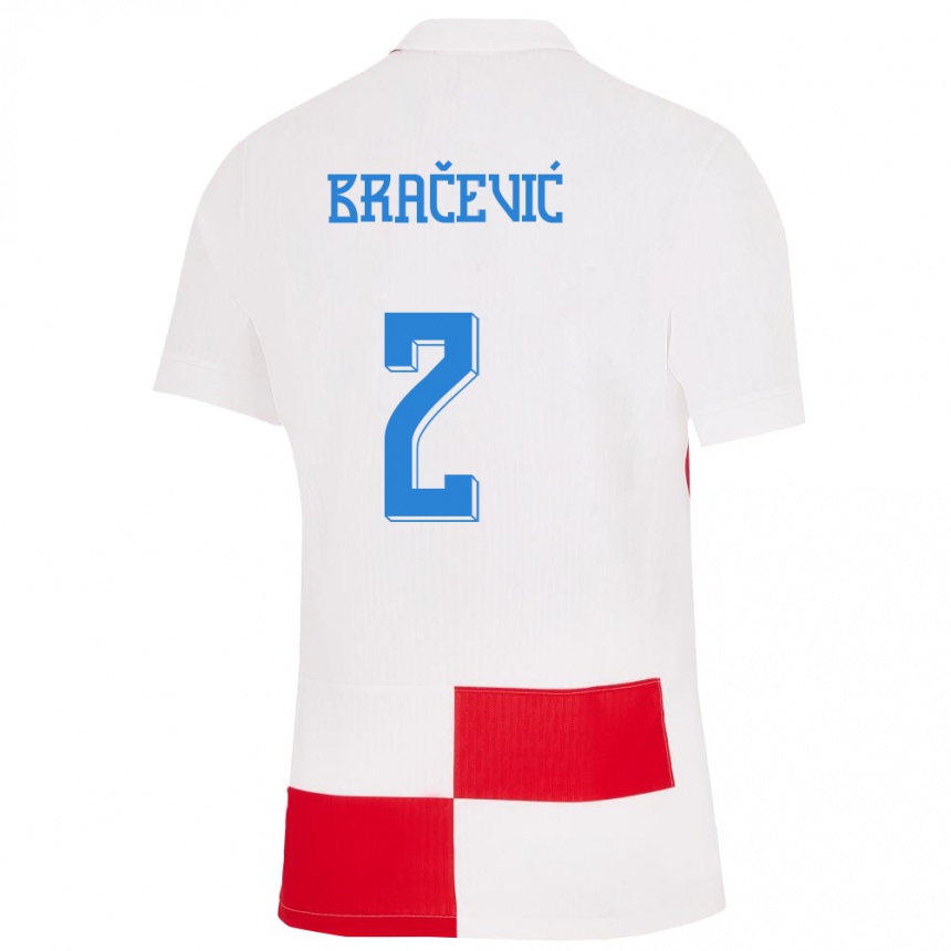 Kids Football Croatia Petra Bracevic #2 White Red Home Jersey 24-26 T-Shirt