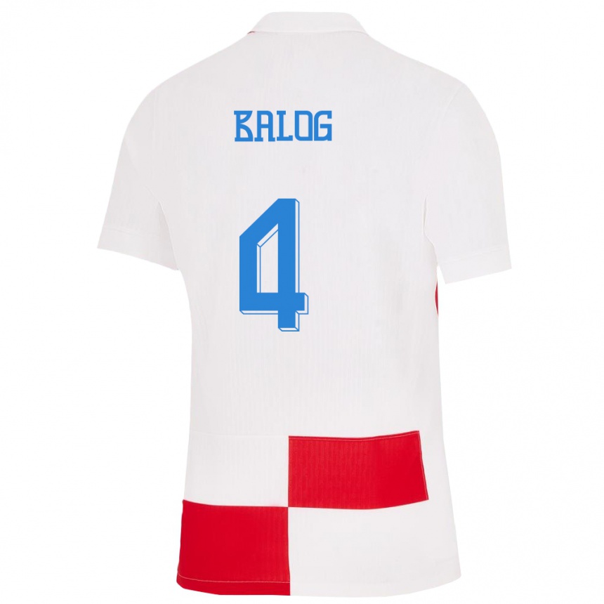 Kids Football Croatia Leonarda Balog #4 White Red Home Jersey 24-26 T-Shirt