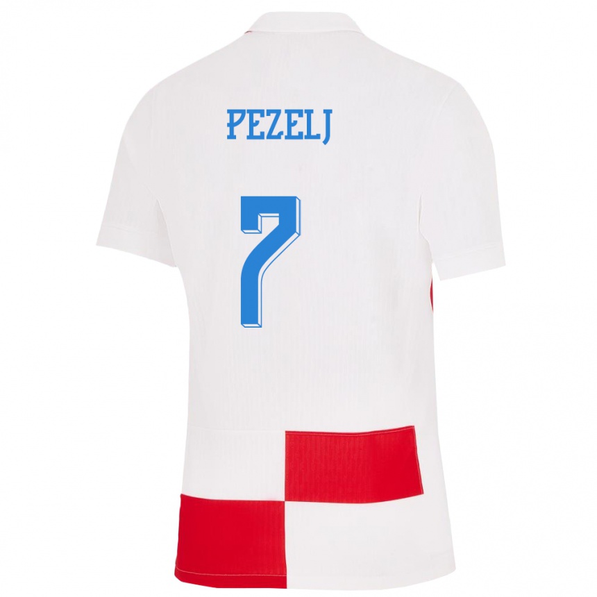 Kids Football Croatia Petra Pezelj #7 White Red Home Jersey 24-26 T-Shirt