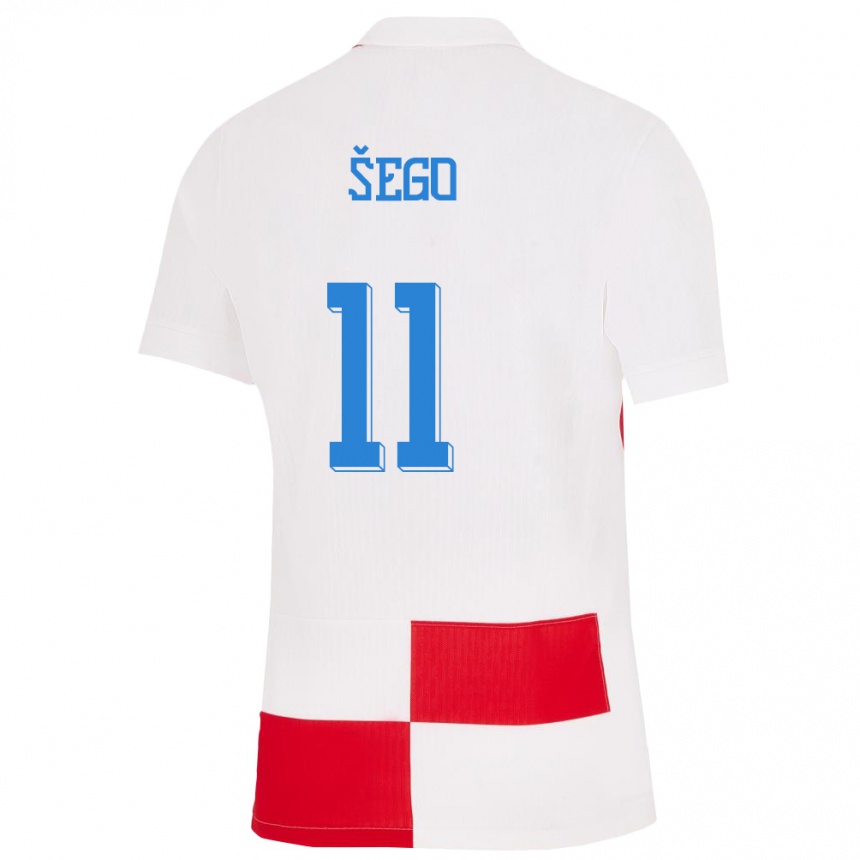 Kids Football Croatia Michele Sego #11 White Red Home Jersey 24-26 T-Shirt