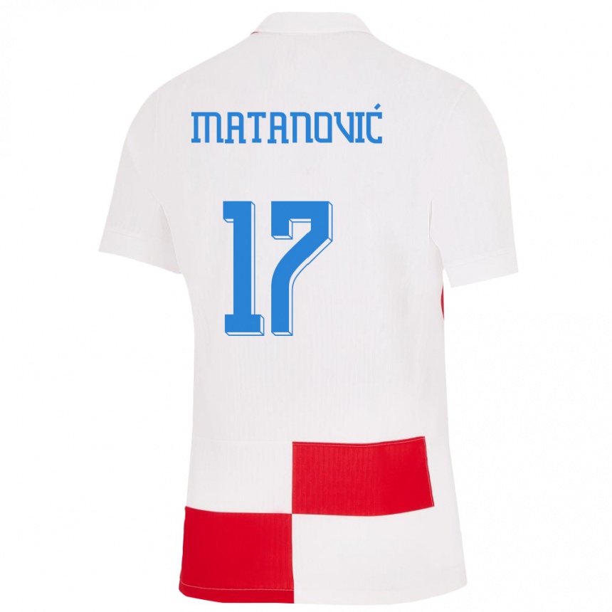 Kids Football Croatia Igor Matanovic #17 White Red Home Jersey 24-26 T-Shirt