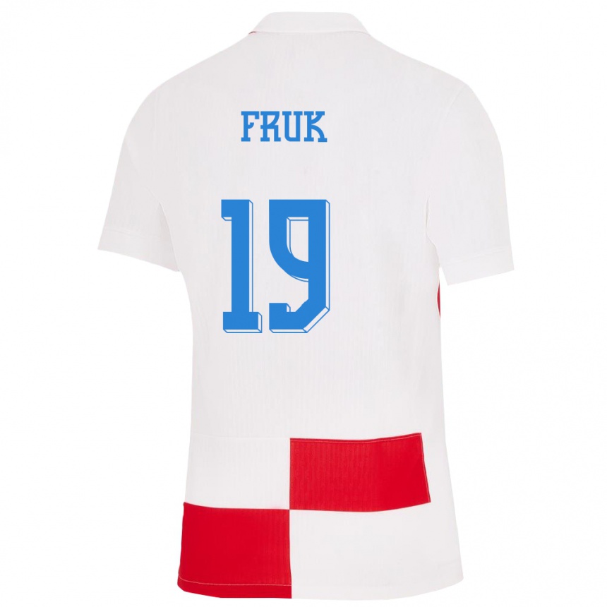 Kids Football Croatia Toni Fruk #19 White Red Home Jersey 24-26 T-Shirt