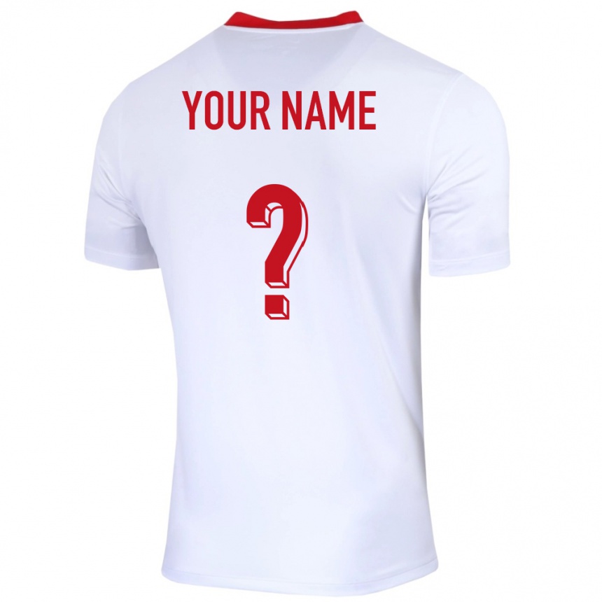 Kids Football Poland Your Name #0 White Home Jersey 24-26 T-Shirt