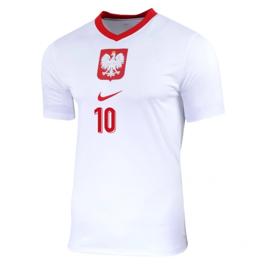 Kids Football Poland Grzegorz Krychowiak #10 White Home Jersey 24-26 T-Shirt