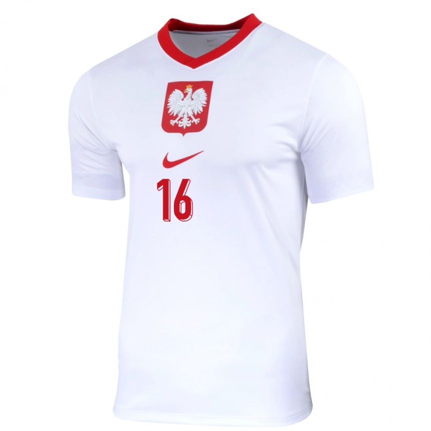 Kids Football Poland Maksymilian Sznaucner #16 White Home Jersey 24-26 T-Shirt