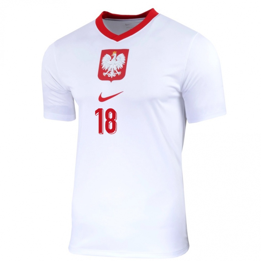 Kids Football Poland Nikol Kaletka #18 White Home Jersey 24-26 T-Shirt