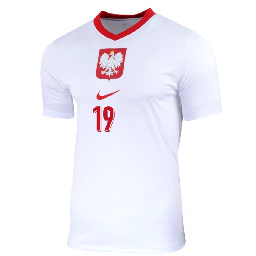 Kids Football Poland Przemyslaw Frankowski #19 White Home Jersey 24-26 T-Shirt