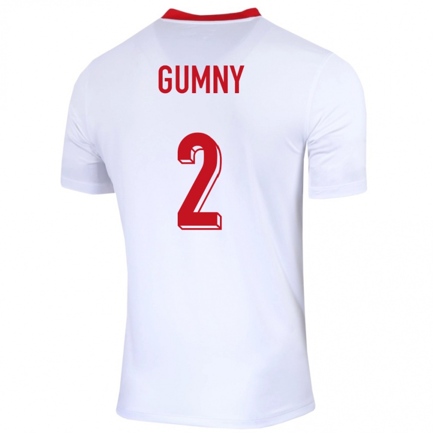 Kids Football Poland Robert Gumny #2 White Home Jersey 24-26 T-Shirt