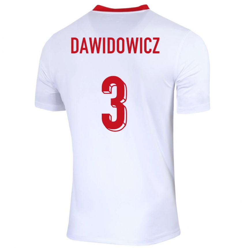 Kids Football Poland Pawel Dawidowicz #3 White Home Jersey 24-26 T-Shirt