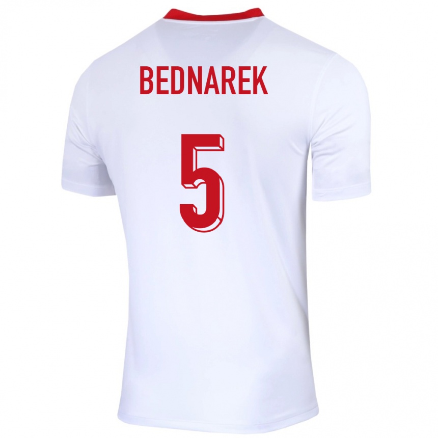 Kids Football Poland Jan Bednarek #5 White Home Jersey 24-26 T-Shirt