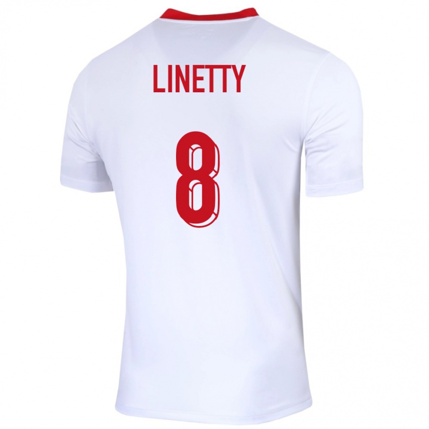 Kids Football Poland Karol Linetty #8 White Home Jersey 24-26 T-Shirt