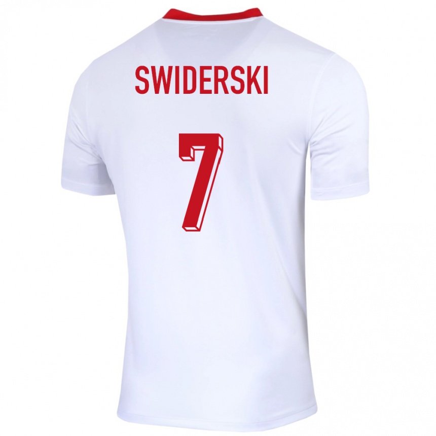 Kids Football Poland Karol Swiderski #7 White Home Jersey 24-26 T-Shirt