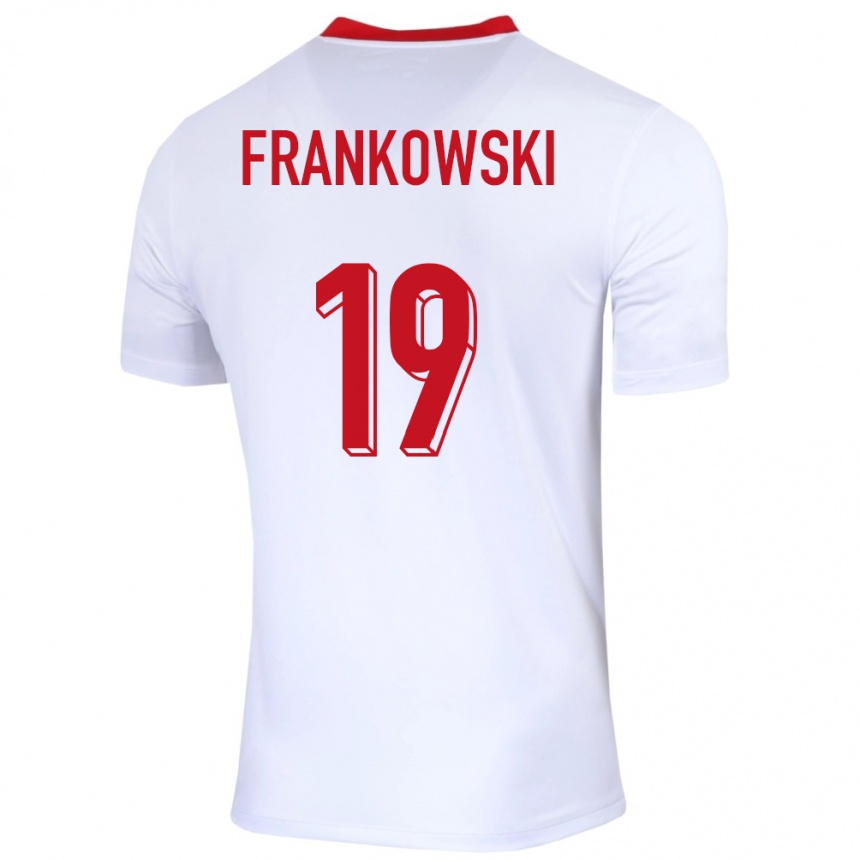 Kids Football Poland Przemyslaw Frankowski #19 White Home Jersey 24-26 T-Shirt