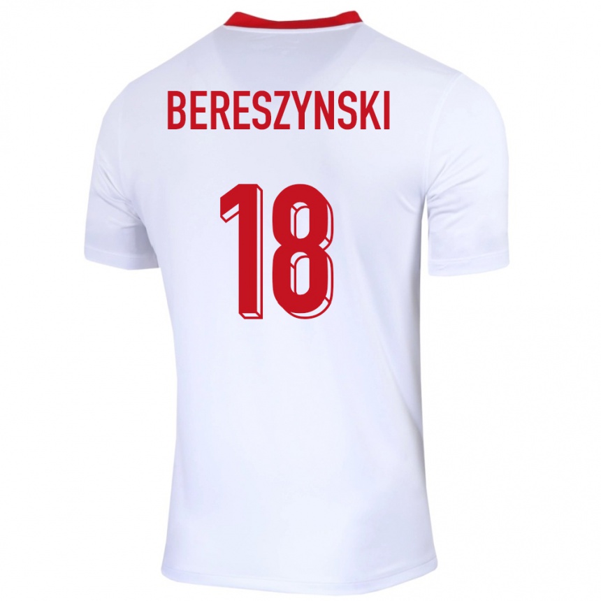 Kids Football Poland Bartosz Bereszynski #18 White Home Jersey 24-26 T-Shirt