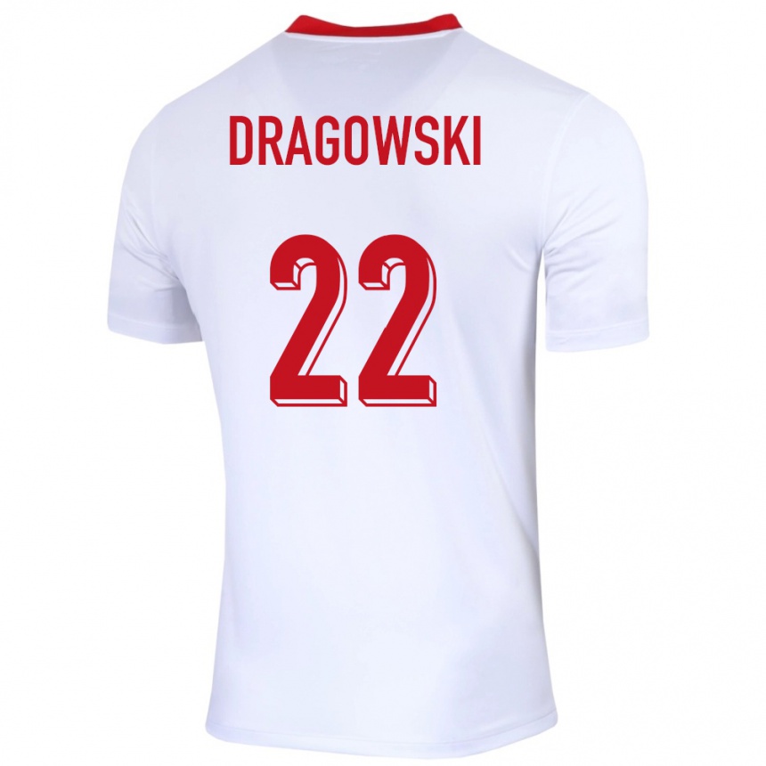 Kids Football Poland Bartlomiej Dragowski #22 White Home Jersey 24-26 T-Shirt