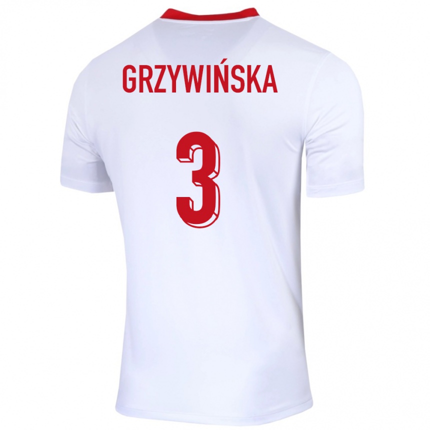 Kids Football Poland Gabriela Grzywinska #3 White Home Jersey 24-26 T-Shirt