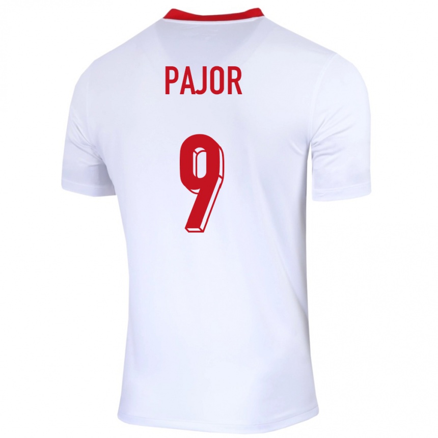 Kids Football Poland Ewa Pajor #9 White Home Jersey 24-26 T-Shirt