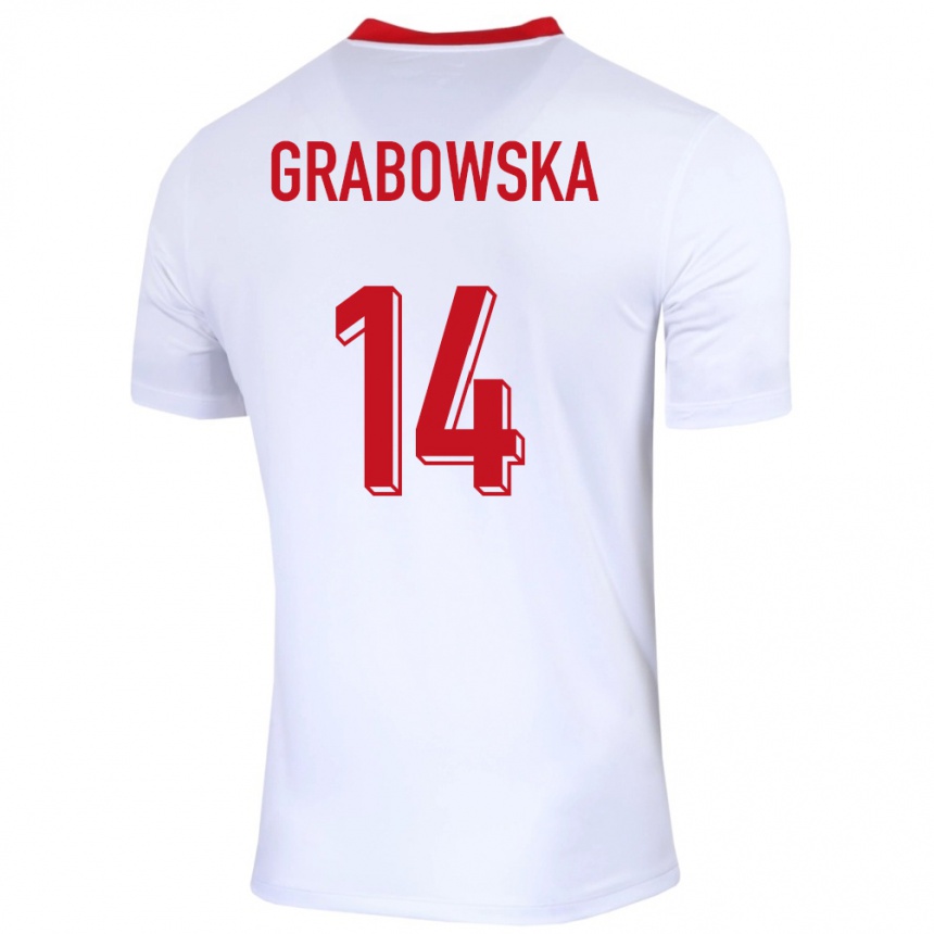 Kids Football Poland Dominika Grabowska #14 White Home Jersey 24-26 T-Shirt