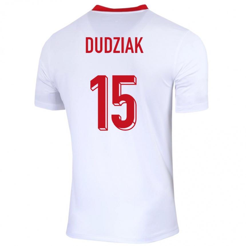 Kids Football Poland Aleksandra Dudziak #15 White Home Jersey 24-26 T-Shirt