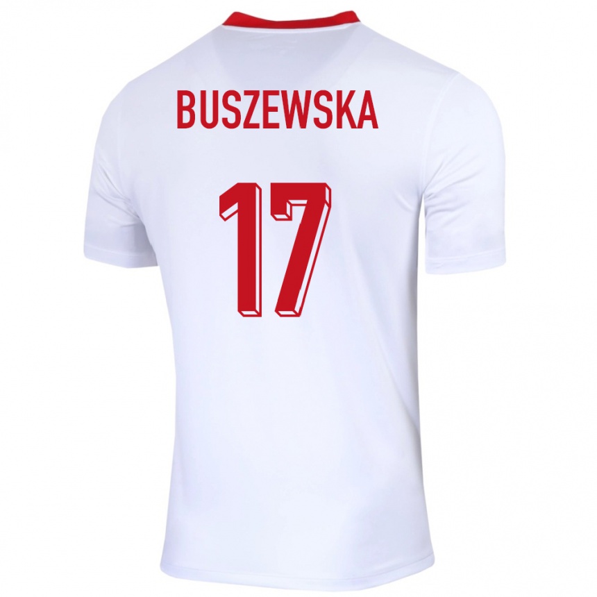 Kids Football Poland Zofia Buszewska #17 White Home Jersey 24-26 T-Shirt