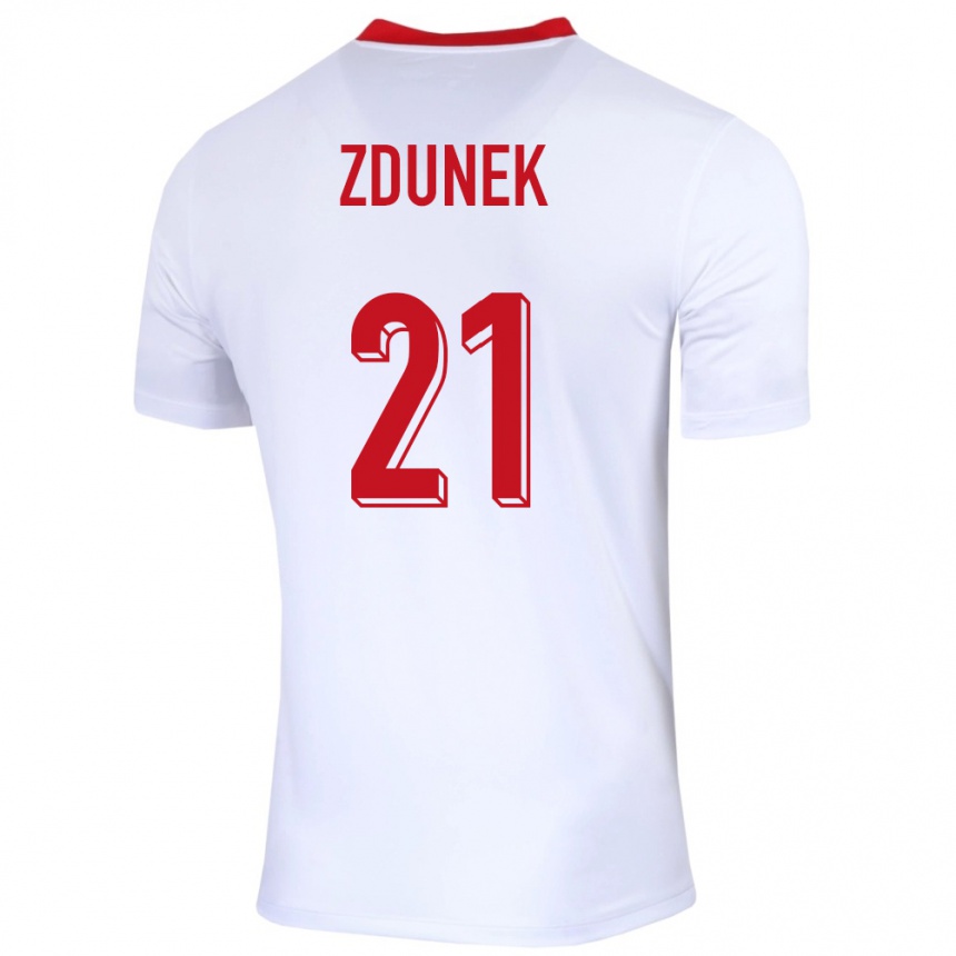 Kids Football Poland Emilia Zdunek #21 White Home Jersey 24-26 T-Shirt