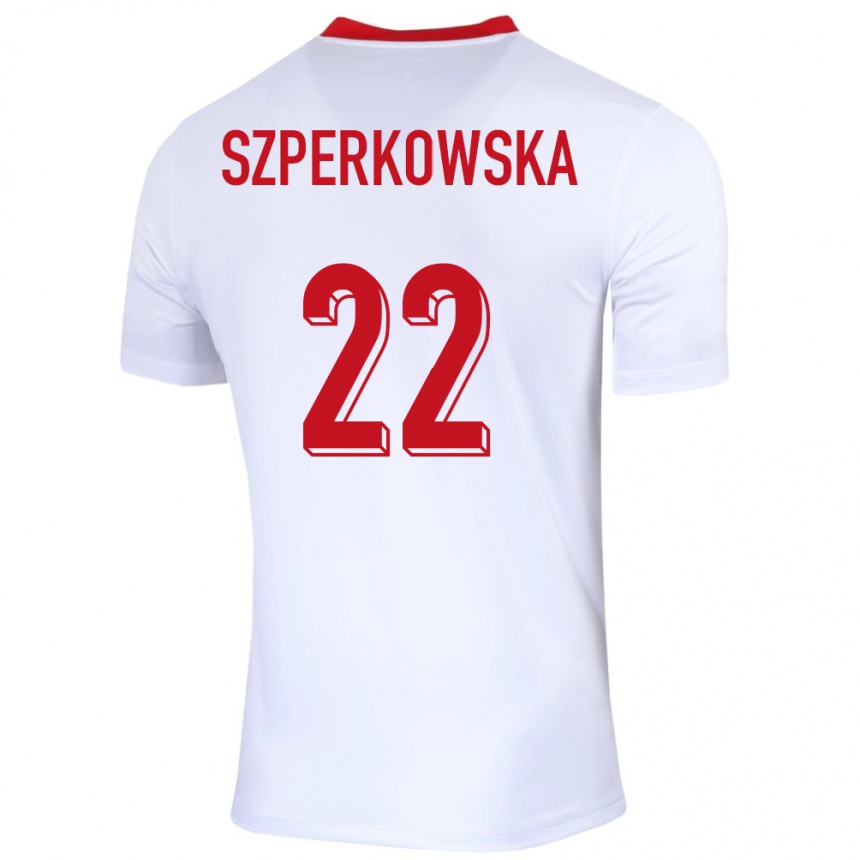 Kids Football Poland Oliwia Szperkowska #22 White Home Jersey 24-26 T-Shirt