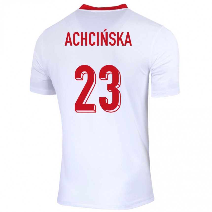 Kids Football Poland Adriana Achcinska #23 White Home Jersey 24-26 T-Shirt