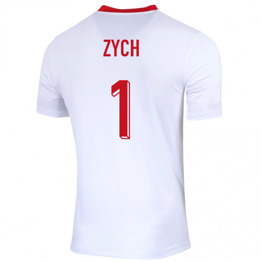 Kids Football Poland Oliwier Zych #1 White Home Jersey 24-26 T-Shirt