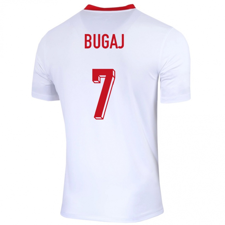 Kids Football Poland Dawid Bugaj #7 White Home Jersey 24-26 T-Shirt