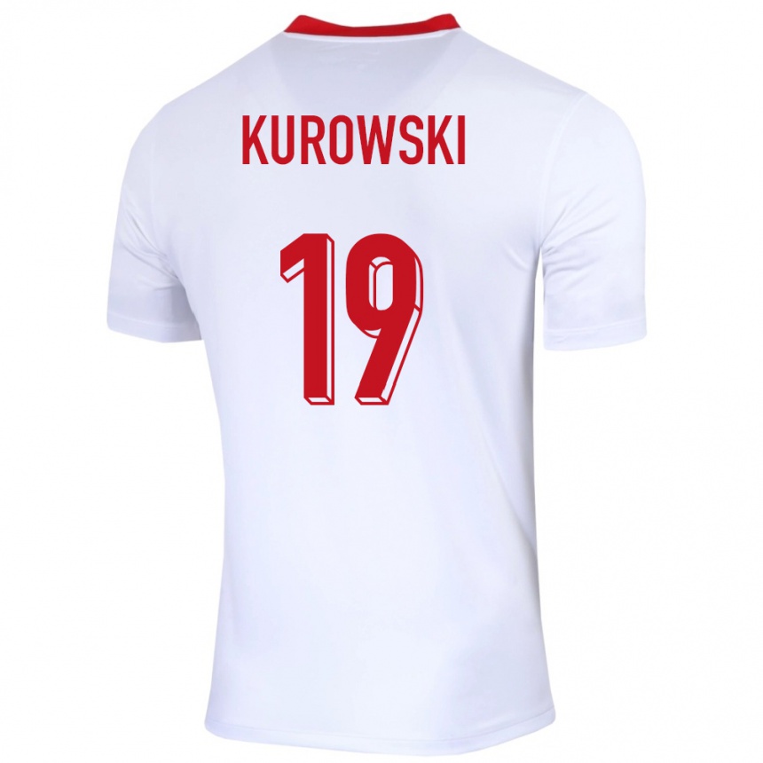 Kids Football Poland Milosz Kurowski #19 White Home Jersey 24-26 T-Shirt