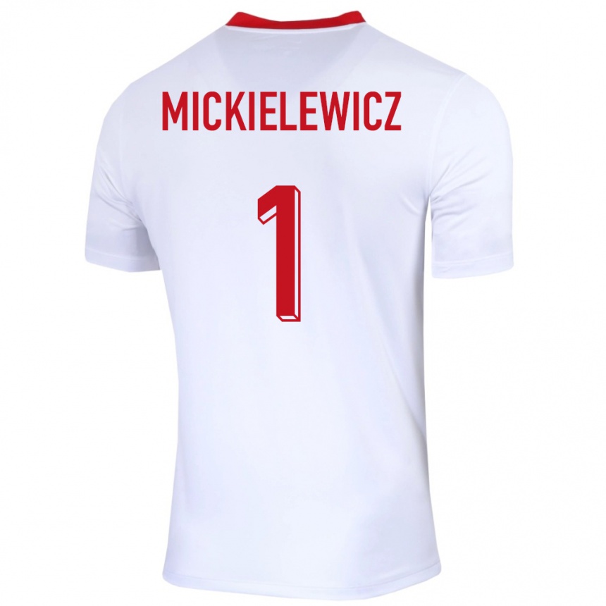 Kids Football Poland Aleksander Mickielewicz #1 White Home Jersey 24-26 T-Shirt