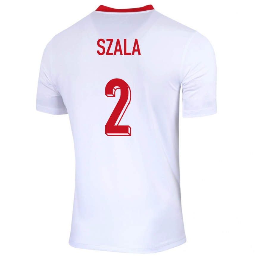 Kids Football Poland Dominik Szala #2 White Home Jersey 24-26 T-Shirt