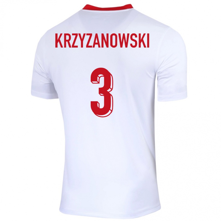 Kids Football Poland Jakub Krzyzanowski #3 White Home Jersey 24-26 T-Shirt