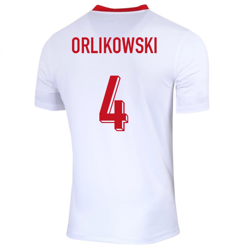 Kids Football Poland Igor Orlikowski #4 White Home Jersey 24-26 T-Shirt