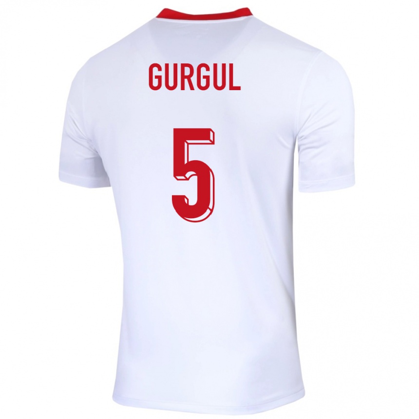 Kids Football Poland Michal Gurgul #5 White Home Jersey 24-26 T-Shirt