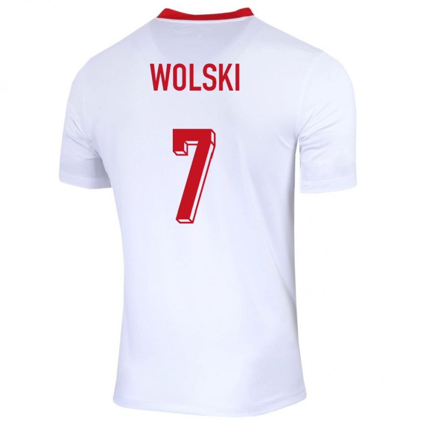 Kids Football Poland Filip Wolski #7 White Home Jersey 24-26 T-Shirt