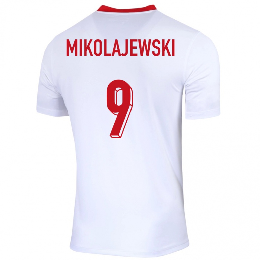 Kids Football Poland Daniel Mikolajewski #9 White Home Jersey 24-26 T-Shirt