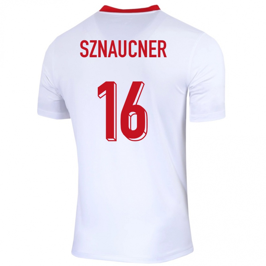 Kids Football Poland Maksymilian Sznaucner #16 White Home Jersey 24-26 T-Shirt